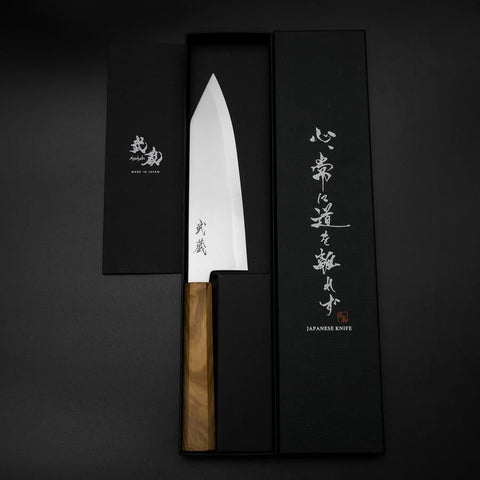 Bunka Blue Steel #2 Polished Olive Handle 170mm (6.7”)-[Musashi]-[Japanese-Kitchen-Knives]