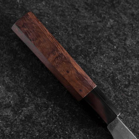 Bunka Blue Super Kurouchi Damast Büffelhorn und Walnussholz Griff 165mm-[Musashi]-[Japan-Küchenmesser]