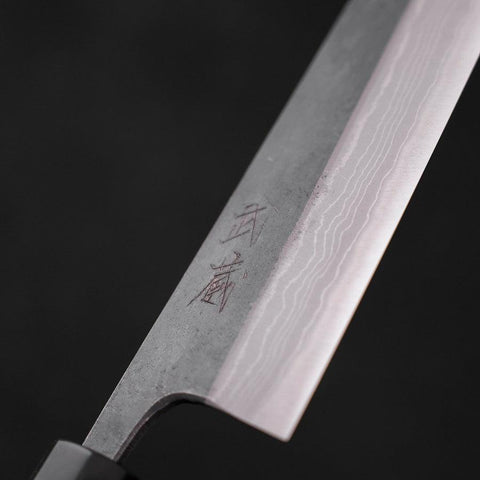 Bunka Blue Steel #2 Kurouchi Damascus Buffalo Ebony Handle 165mm-[Musashi]-[Japanese-Kitchen-Knives]