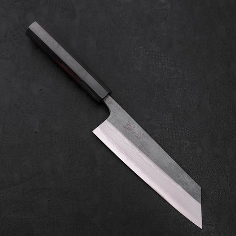 Bunka Blue Steel #2 Kurouchi Damascus Buffalo Ebony Handle 165mm-[Musashi]-[Japanese-Kitchen-Knives]