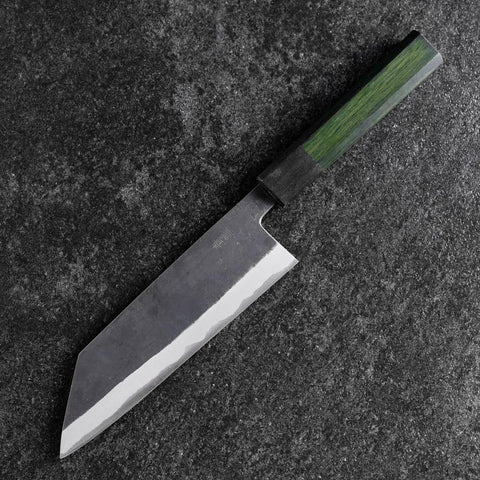 Bunka Edelstahlummantelung Blue Steel #2 Kurouchi Grüner Urushi Griff 170mm-[Musashi]-[Japan-Küchenmesser]