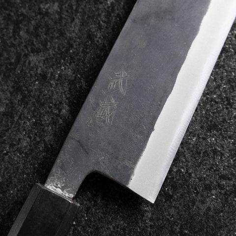Bunka Edelstahlummantelung Blue Steel #2 Kurouchi Grüner Urushi Griff 170mm-[Musashi]-[Japan-Küchenmesser]