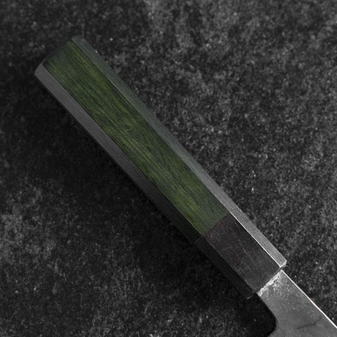 Bunka Edelstahlummantelung Blue Steel #2 Kurouchi Grüner Urushi Griff 170mm-[Musashi]-[Japan-Küchenmesser]