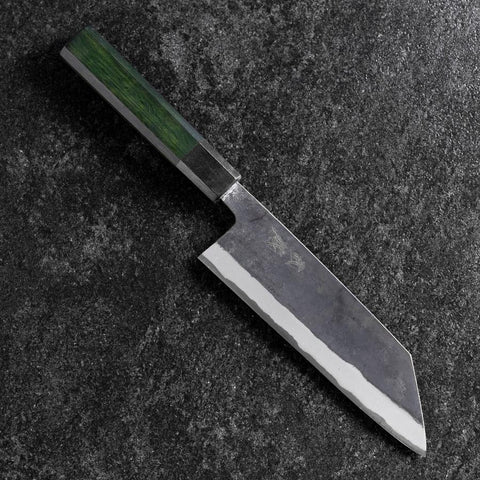 Bunka Edelstahlummantelung Blue Steel #2 Kurouchi Grüner Urushi Griff 170mm-[Musashi]-[Japan-Küchenmesser]