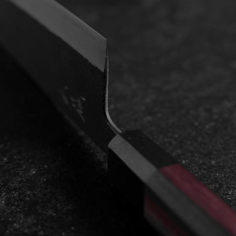 Bunka Edelstahlummantelung Blue Steel #2 Kurouchi Lila Urushi Griff 170mm-[Musashi]-[Japan-Küchenmesser]