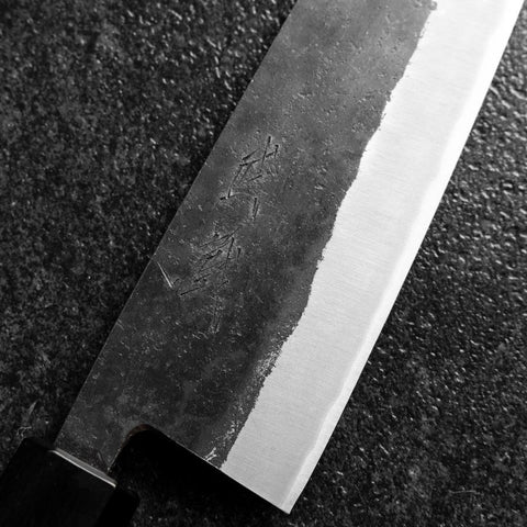 Bunka Edelstahlummantelung Blue Steel #2 Kurouchi Walnussholz Griff 165mm-[Musashi]-[Japan-Küchenmesser]