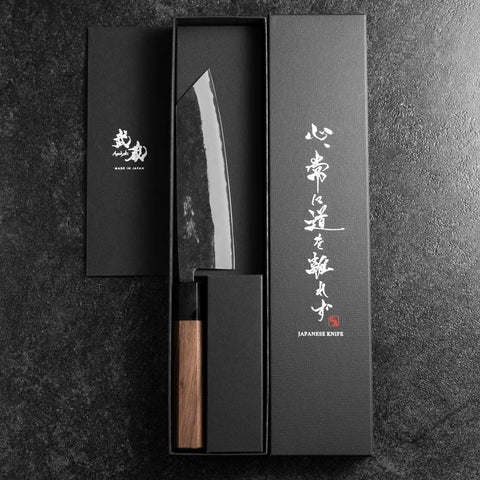 Bunka Edelstahlummantelung Blue Steel #2 Kurouchi Walnussholz Griff 165mm-[Musashi]-[Japan-Küchenmesser]