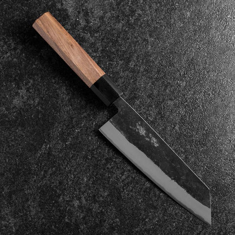 Bunka Edelstahlummantelung Blue Steel #2 Kurouchi Walnussholz Griff 165mm-[Musashi]-[Japan-Küchenmesser]
