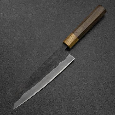 Bunka Edelstahlummantelung Blue Steel #2 Kurouchi Walnussholz-Zelkove Griff 180mm-[Musashi]-[Japan-Küchenmesser]