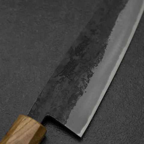 Bunka Edelstahlummantelung Blue Steel #2 Kurouchi Walnussholz-Zelkove Griff 180mm-[Musashi]-[Japan-Küchenmesser]