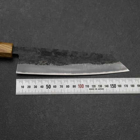 Bunka Edelstahlummantelung Blue Steel #2 Kurouchi Walnussholz-Zelkove Griff 180mm-[Musashi]-[Japan-Küchenmesser]