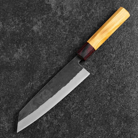 Bunka Edelstahlummantelung Blue Steel #2 Kurouchi Zelkove Griff 180mm-[Musashi]-[Japan-Küchenmesser]