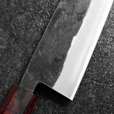 Bunka Edelstahlummantelung Blue Steel #2 Kurouchi Zelkove Griff 180mm-[Musashi]-[Japan-Küchenmesser]