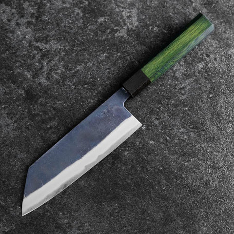 Bunka Edelstahlummantelung Blue Super Kurouchi Grüner Urushi Griff 170mm-[Musashi]-[Japan-Küchenmesser]