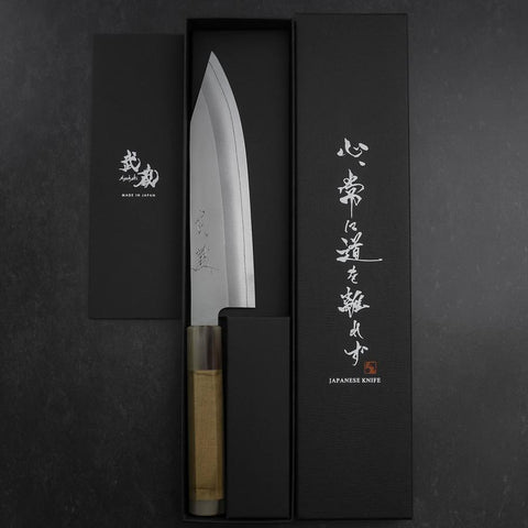 Bunka HAP-40 Poliert Doppelter Büffelhorn-Kappe und Magnolienholz Griff 165mm-[Musashi]-[Japan-Küchenmesser]