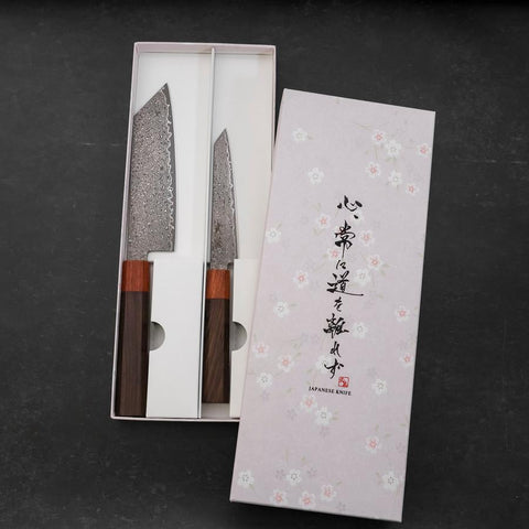 Bunka & Kiritsuke Petty VG-10 Damast Rosen- und Ebenholz Sakura Set-[Musashi]-[Japan-Küchenmesser]