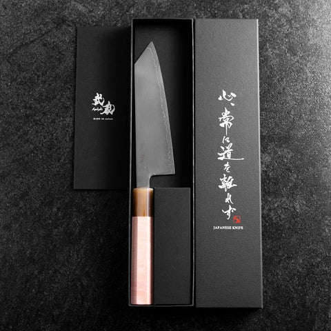 Bunka SLD Kagami Hell-Rosa Büffelhorn und Walnussholz Griff 170mm-[Musashi]-[Japan-Küchenmesser]