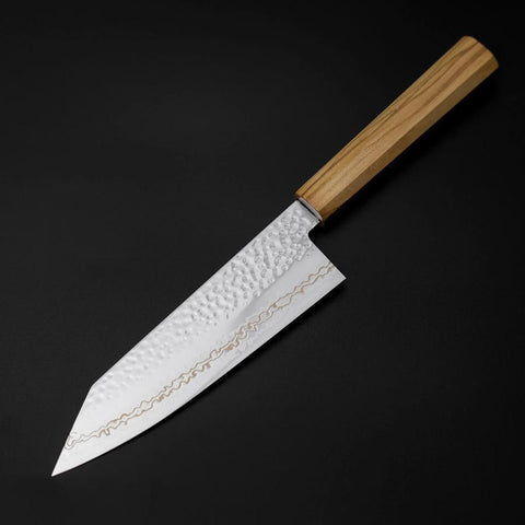 Bunka SLD Nickel Tsuchime Kolorierter Damast Olivenholz Griff 170mm Limited Edition-[Musashi]-[Japan-Küchenmesser]