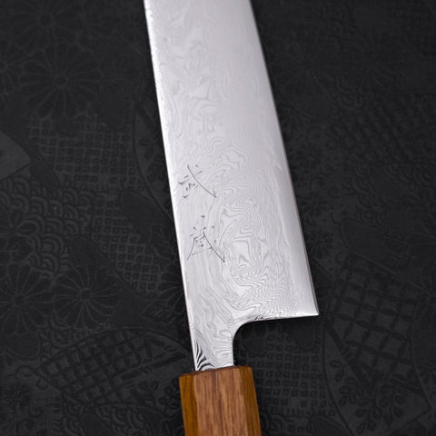 Bunka SLD Wave Nickel Damascus Yaki Urushi Handle 170mm-[Musashi]-[Japanese-Kitchen-Knives]
