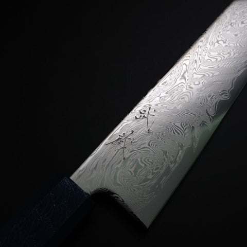 Bunka SLD Wellen Nickel Damast Blauer Urushi Griff 170mm-[Musashi]-[Japan-Küchenmesser]