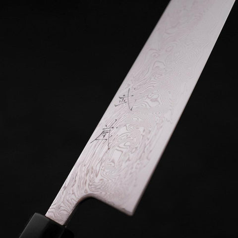 Bunka SLD, Wellen-Nickel Damast Büffelhorn und Ebenholz Griff, 170mm-[Musashi]-[Japan-Küchenmesser]