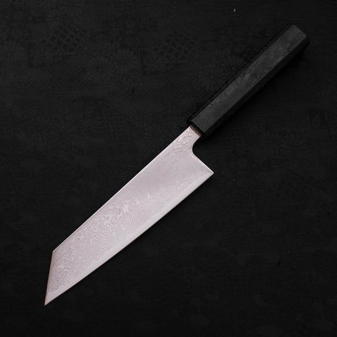 Bunka SLD Wellen Nickel Damast Schwarzer Ishime Griff 170mm-[Musashi]-[Japan-Küchenmesser]