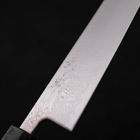 Bunka SLD Wellen Nickel Damast Schwarzer Ishime Griff 170mm-[Musashi]-[Japan-Küchenmesser]