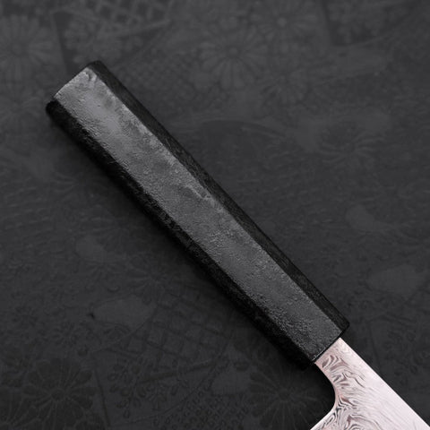 Bunka SLD Wellen Nickel Damast Schwarzer Ishime Griff 170mm-[Musashi]-[Japan-Küchenmesser]