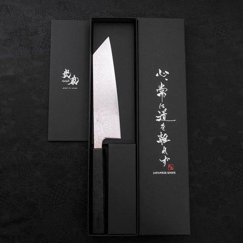 Bunka SLD Wellen Nickel Damast Schwarzer Ishime Griff 170mm-[Musashi]-[Japan-Küchenmesser]