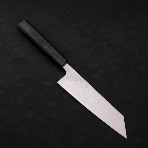 Bunka SLD Wellen Nickel Damast Schwarzer Ishime Griff 170mm-[Musashi]-[Japan-Küchenmesser]