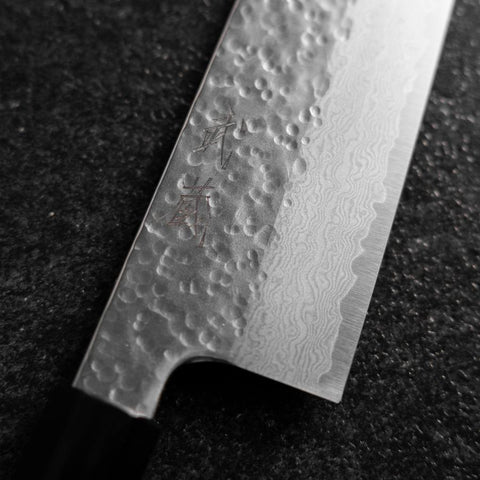 Bunka SPG Strix Tsuchime Damast Büffelhorn und Walnussholz Griff 165mm-[Musashi]-[Japan-Küchenmesser]