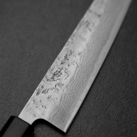 Bunka Schwedenstahl Nashiji Washi Damast Walnuss-und Rosenholz Griff 170mm-[Musashi]-[Japan-Küchenmesser]