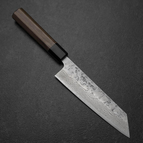 Bunka Schwedenstahl Nashiji Washi Damast Walnuss-und Rosenholz Griff 170mm-[Musashi]-[Japan-Küchenmesser]