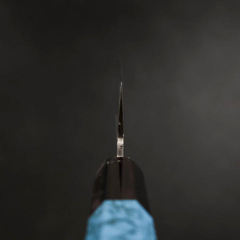 Bunka Silver Steel #3 Damast Büffelhorn-Türkis Griff 180mm-[Musashi]-[Japan-Küchenmesser]