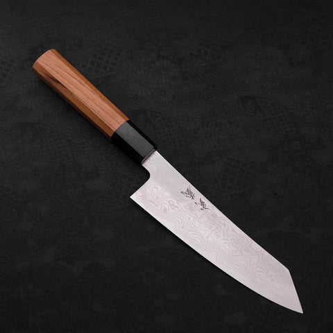 Bunka Silver Steel #3, Damast Büffelhorn und Teak Griff, 180mm-[Musashi]-[Japan-Küchenmesser]