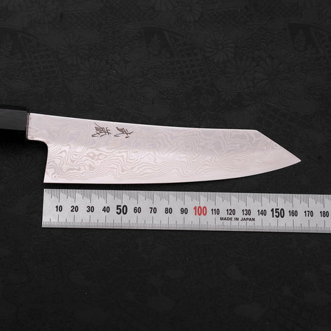 Bunka Silver Steel #3 Damast Büffelhorn und Teakholz Griff 180mm-[Musashi]-[Japan-Küchenmesser]