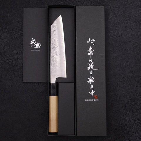 Bunka Silver Steel #3 Nashiji Büffelhorn und Magnolienholz Griff 170mm-[Musashi]-[Japan-Küchenmesser]