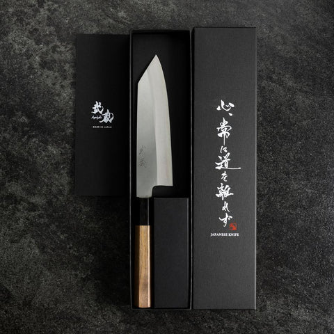 Bunka Silver Steel #3 Poliert Büffelhorn und Walnussholz Griff 170mm-[Musashi]-[Japan-Küchenmesser]