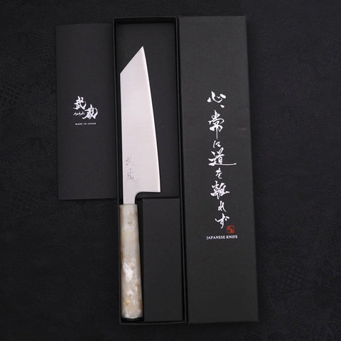 Bunka Silver Steel #3 Poliert Ozeanplastik Weißer Mix Griff 170mm-[Musashi]-[Japan-Küchenmesser]