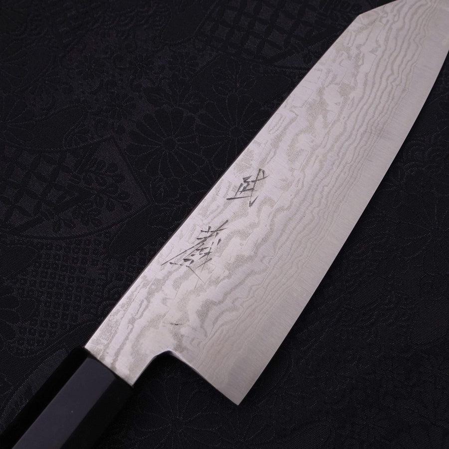 Bunka Silver Steel #3 Wellen Nickel Damast Büffelhorn und Ebenholz Griff 170mm-[Musashi]-[Japan-Küchenmesser]