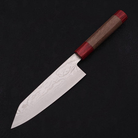 Bunka Silver Steel #3 Wellen Nickel Damast Roter Walnussholz Griff 170mm-[Musashi]-[Japan-Küchenmesser]