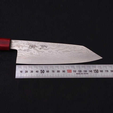 Bunka Silver Steel #3 Wellen Nickel Damast Roter Walnussholz Griff 170mm-[Musashi]-[Japan-Küchenmesser]