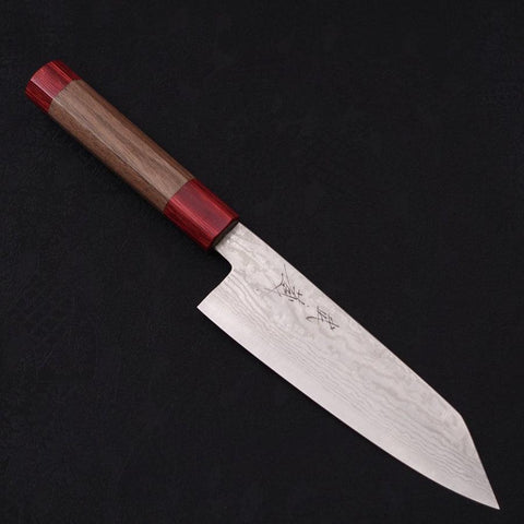 Bunka Silver Steel #3 Wellen Nickel Damast Roter Walnussholz Griff 170mm-[Musashi]-[Japan-Küchenmesser]