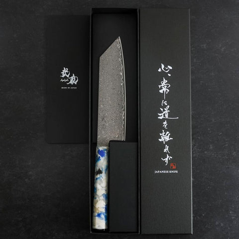 Bunka VG-10 Damascus Ocean Blue-White Mix Handle 165mm (6.5”)-[Musashi]-[Japan-Küchenmesser]