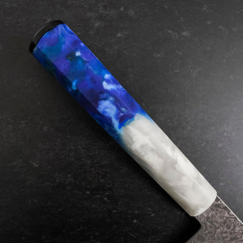 Bunka VG-10 Damascus Ocean White Blue Handle 180mm (7”)-[Musashi]-[Japan-Küchenmesser]