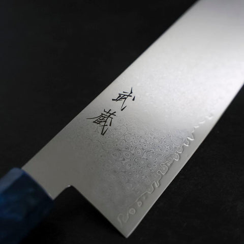 Bunka VG-10 Damast Blauer Birkengriff 180mm-[Musashi]-[Japan-Küchenmesser]