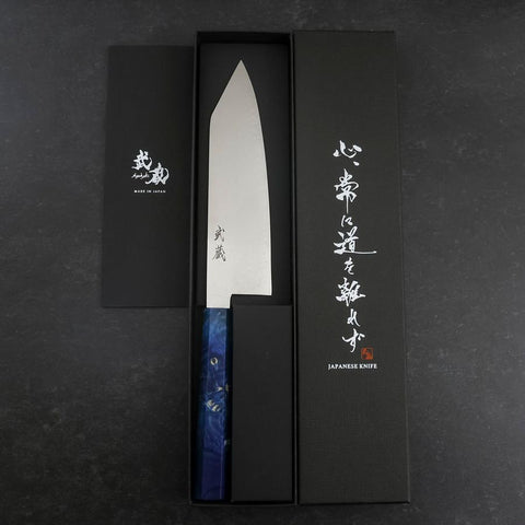 Bunka VG-10 Damast Blauer Birkengriff 180mm-[Musashi]-[Japan-Küchenmesser]
