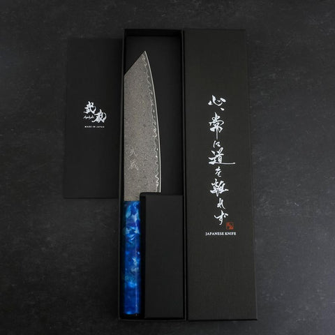 Bunka VG-10 Damast Blauer Ozeanplastik Griff 180mm-[Musashi]-[Japan-Küchenmesser]