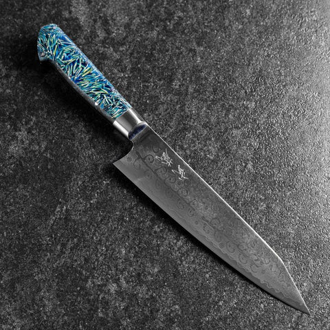 Bunka VG-10 Damast Blauer Westlicher Blütenblatt Griff 185mm-[Musashi]-[Japan-Küchenmesser]