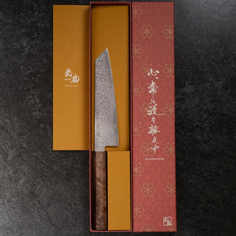Bunka VG-10 Damast Brauner Birkenholz Griff 180mm-[Musashi]-[Japan-Küchenmesser]
